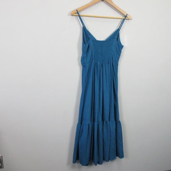Banana Republic Twist Front Dress 6 Blue Midi V Neck Tank Casual Boho Party 338 - Picture 2 of 12